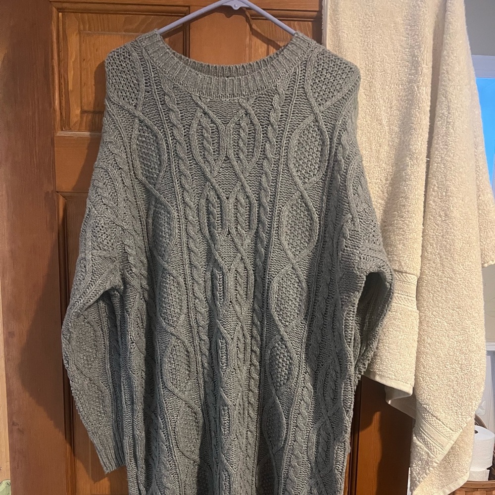 CAARA gray cable knit oversized long sleeve sweater dress size Small